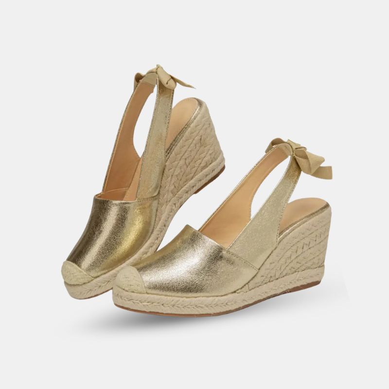 Sandale Compensée Femme en Simili Cuir avec un Nœud