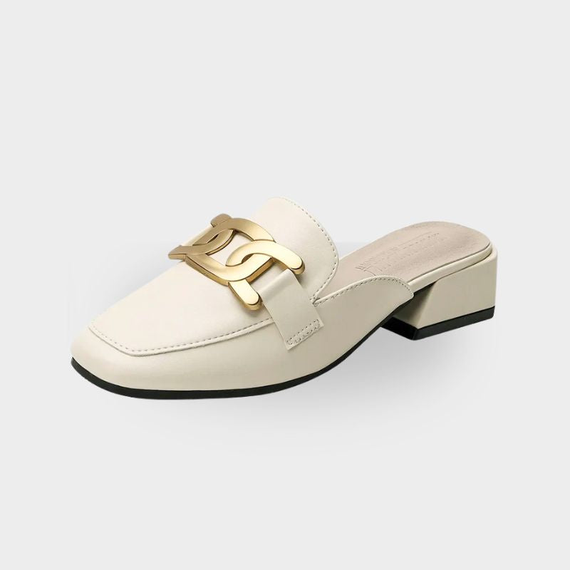 Sandale Femme Beige et Luxueuse avec Talon