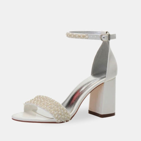 Sandale Femme Mariage avec Perles sur les Lanières