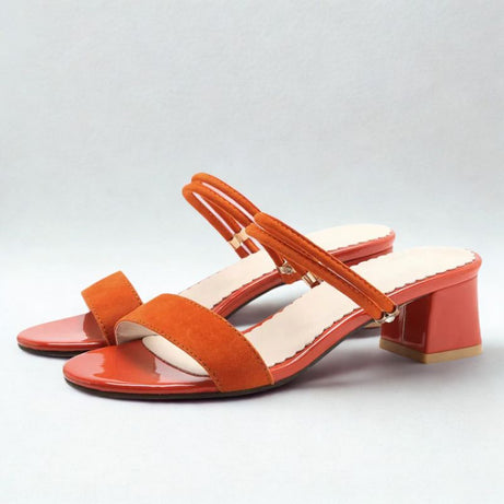 Sandale Orange avec Talon et Lanières