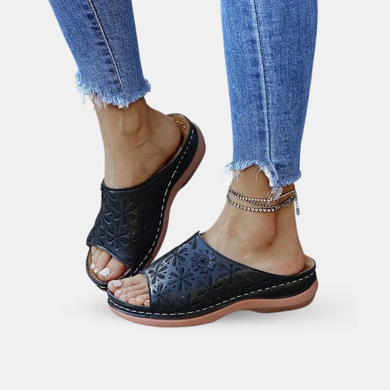 Sandale Orthopédique Femme Style Claquette avec Motifs