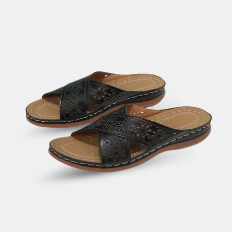 Sandale Orthopédique Femme avec Motifs Floraux