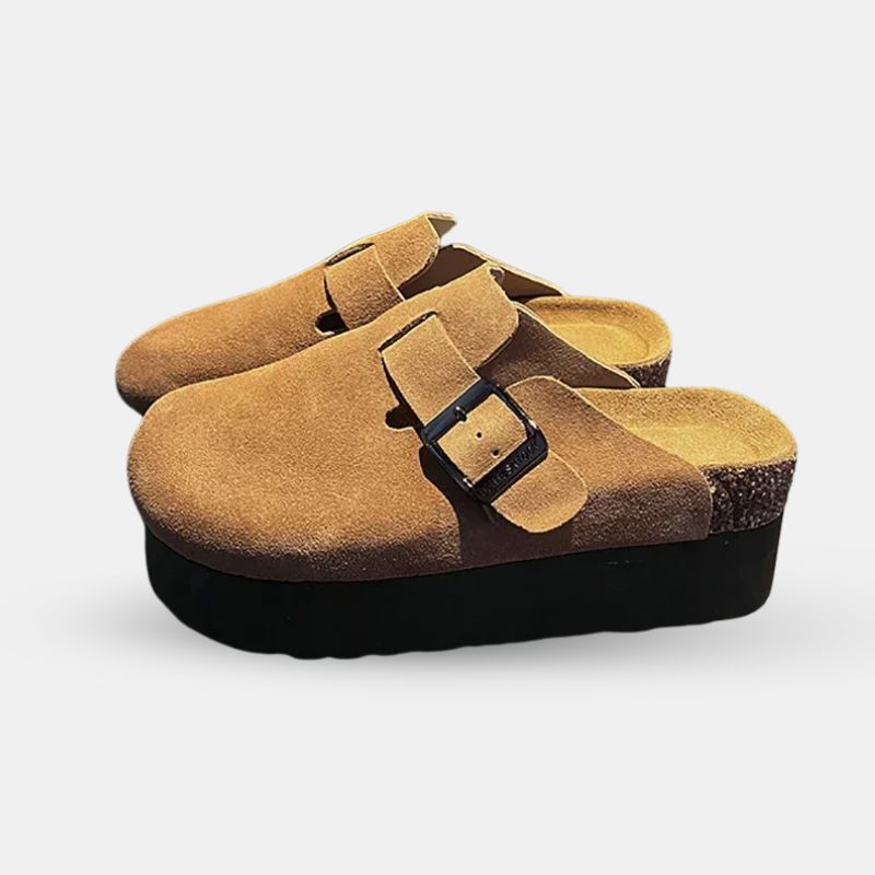 Sandale Sabot Femme en Daim Style Plateforme