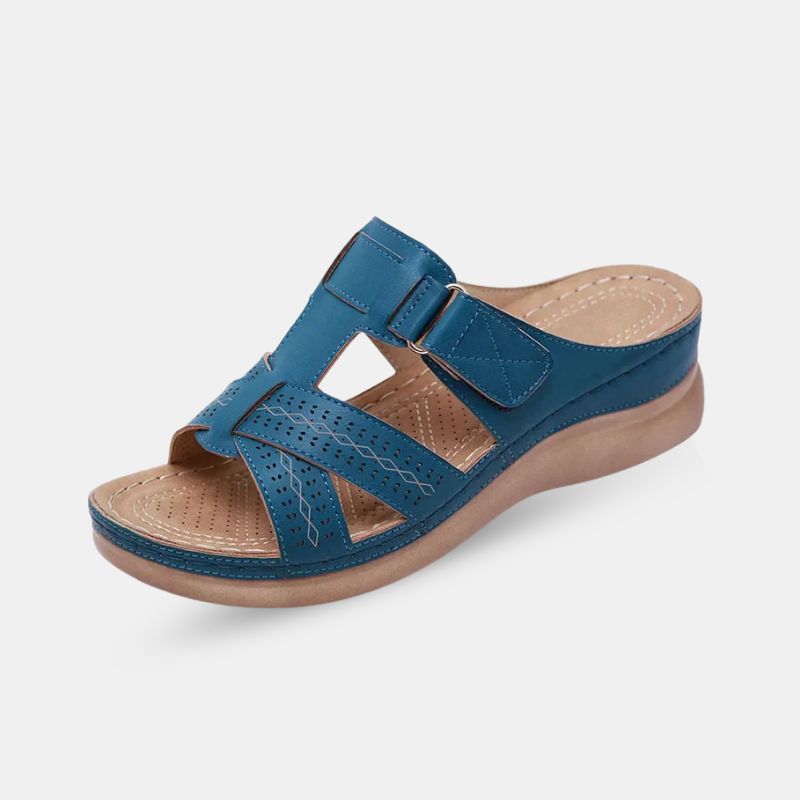 Sandale Scratch Femme Bleue de Style Rétro