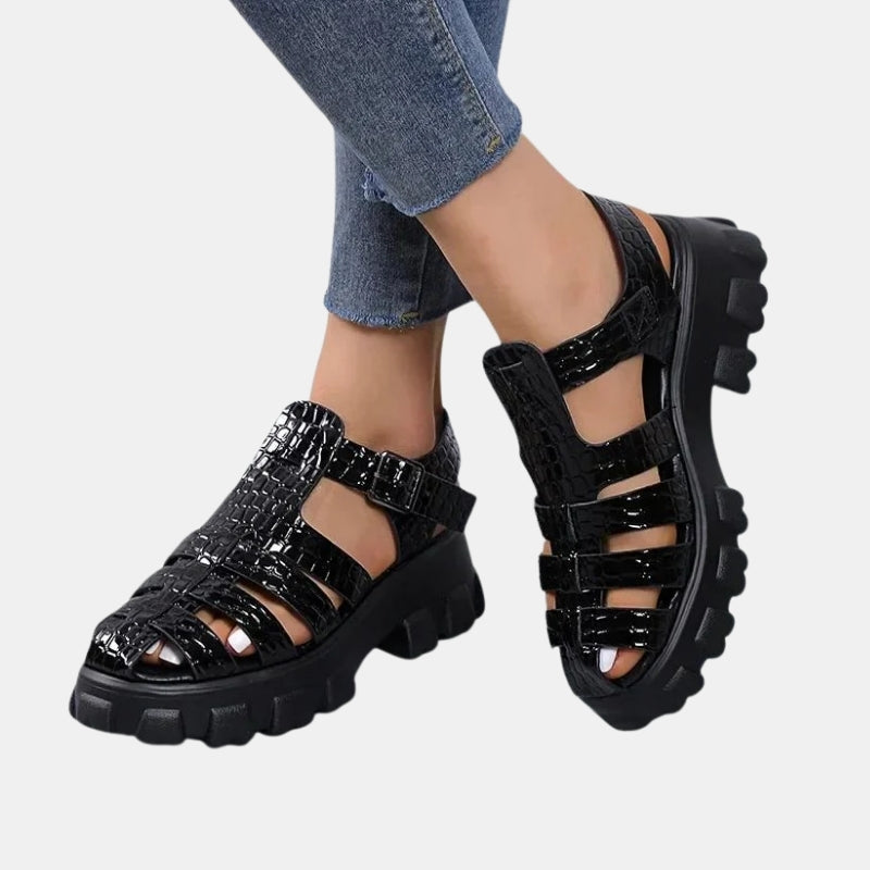 Sandale Spartiate Femme Style Plateforme à Talon