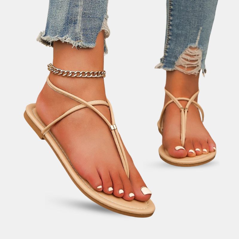 Sandale Style Estival Beige avec Lanières