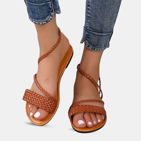 Sandale Style Tong avec Lanières et Petit Talon