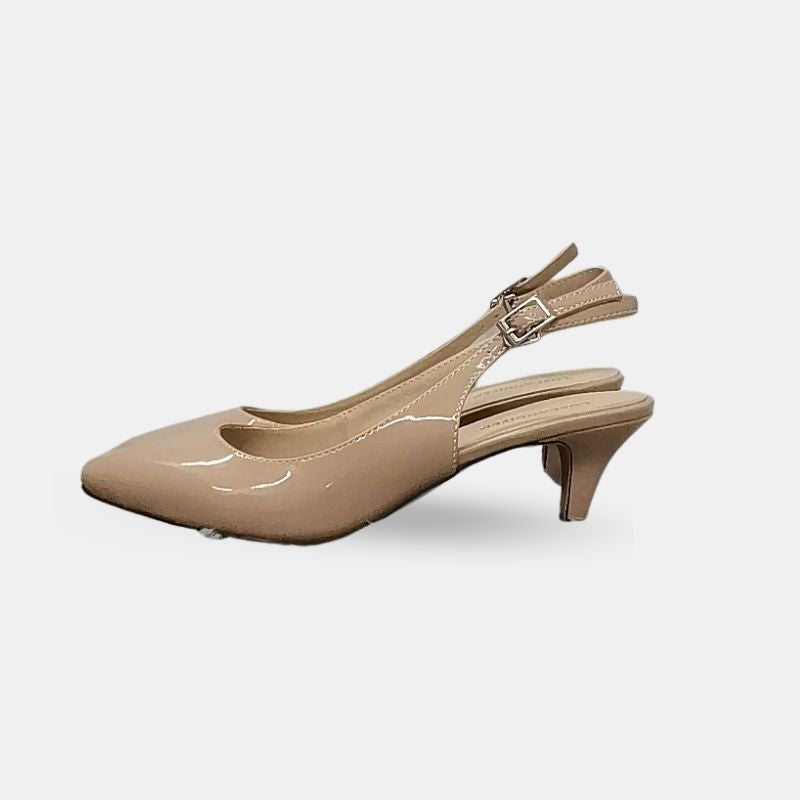 Sandale Talon Femme 5 - 7 cm Beige de Style Escarpin avec Lanière