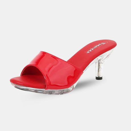 Sandale Talon Femme 5 - 7 cm Rouge avec Semelle Transparente