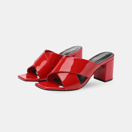 Sandale Talon Femme 5 cm Rouge et Luxueuse en Cuir