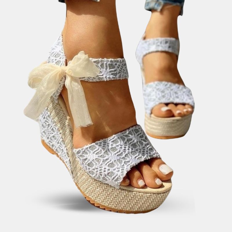 Sandale Talon Haut Femme Compensée avec un Nœud