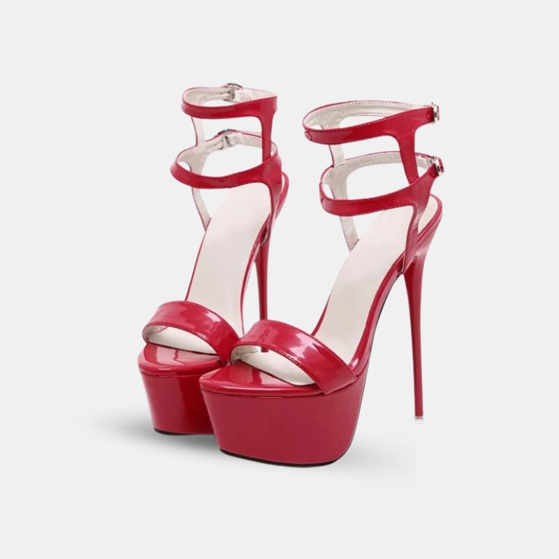 Sandale Talon Haut Femme Ouverte en Simili Cuir