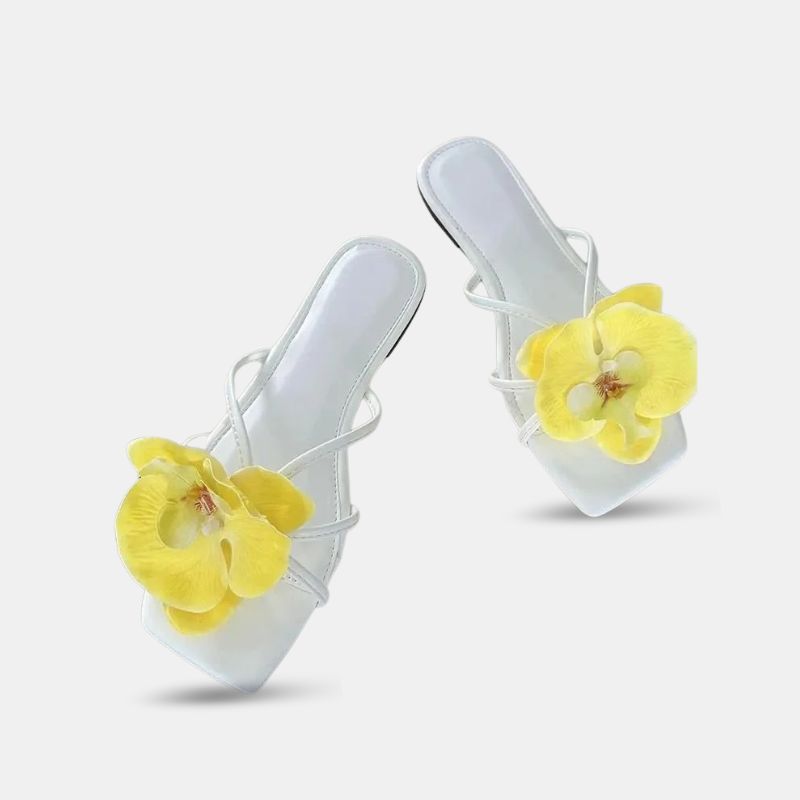 Sandales Plates d’Été à Fleur Ornementale
