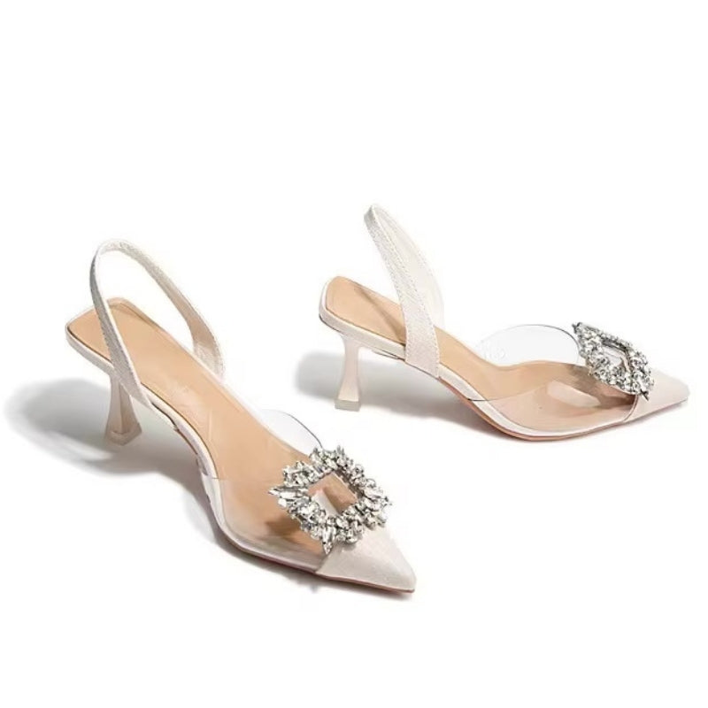 Sandales à Talons Transparentes avec Cristal