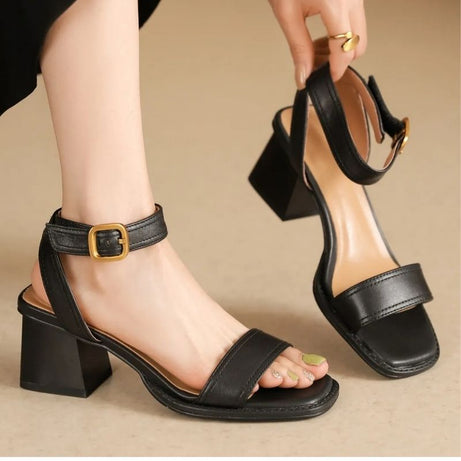Sandales à Talons Confortable en Cuir