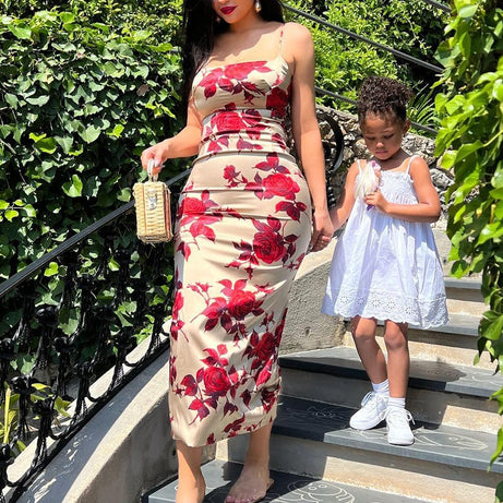 Robe mi-longue à imprimé floral pour femmes  - Simply