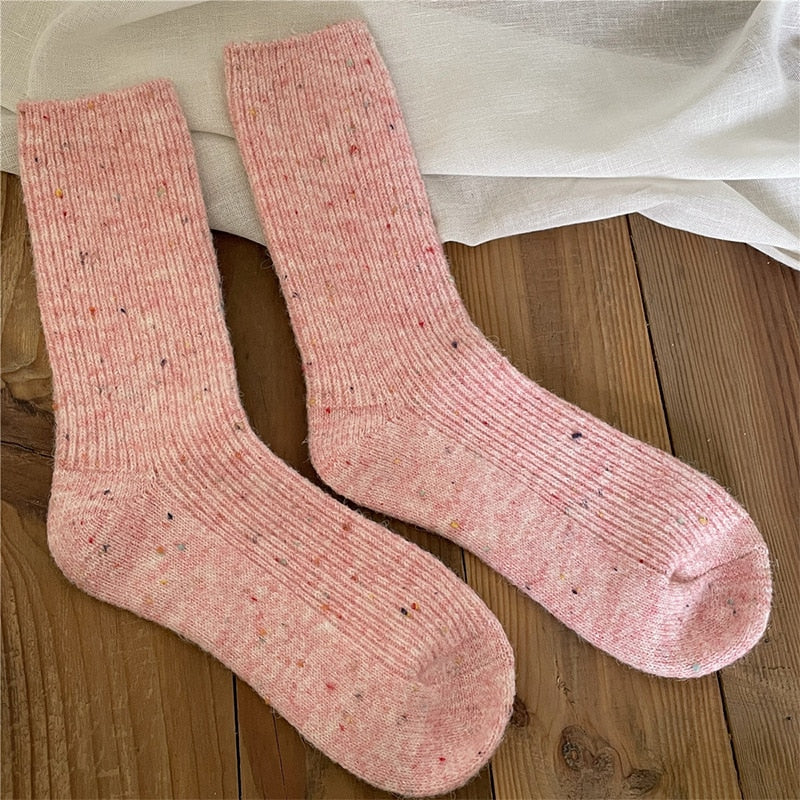 Chaussettes femme longues rayures en laine Vicky