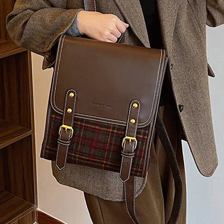 Sac Cartable Femme Rétro à Carreaux