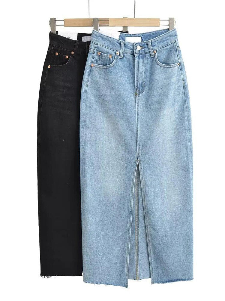 Jupe en jean Taille Haute Maxi pour Femme Milly