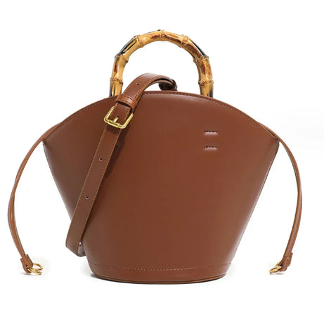 Sac à Main Seau avec Poignée en Bambou