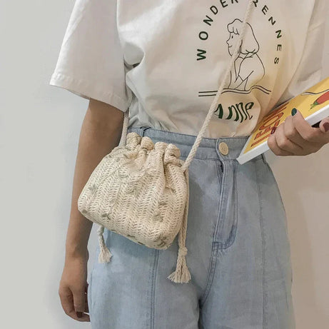 Sac Femme Bourse avec Fleurs Brodées