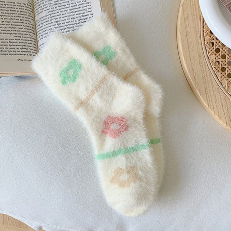 Chaussettes femme moelleuses pastel