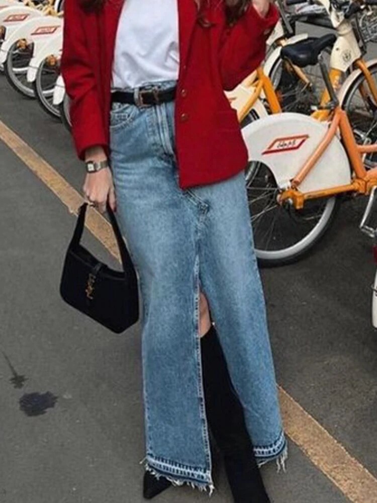 Jupe en jean longue Vintage pour femmes Slayer