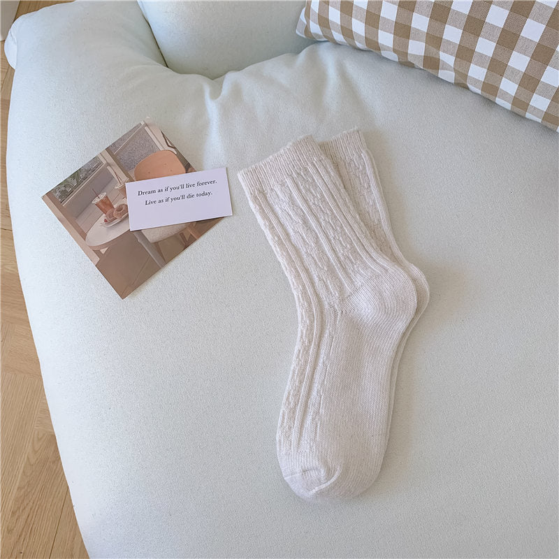 Chaussettes femme longues et douces à motif tressé Michaela