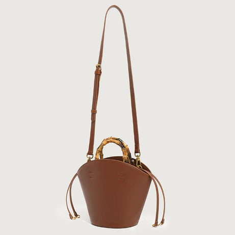 Sac à Main Seau avec Poignée en Bambou