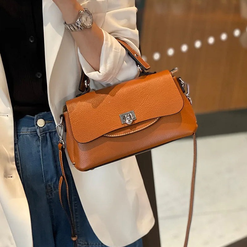 Sac à main cuir marron vintage