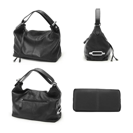 Sac à main cuir noir souple