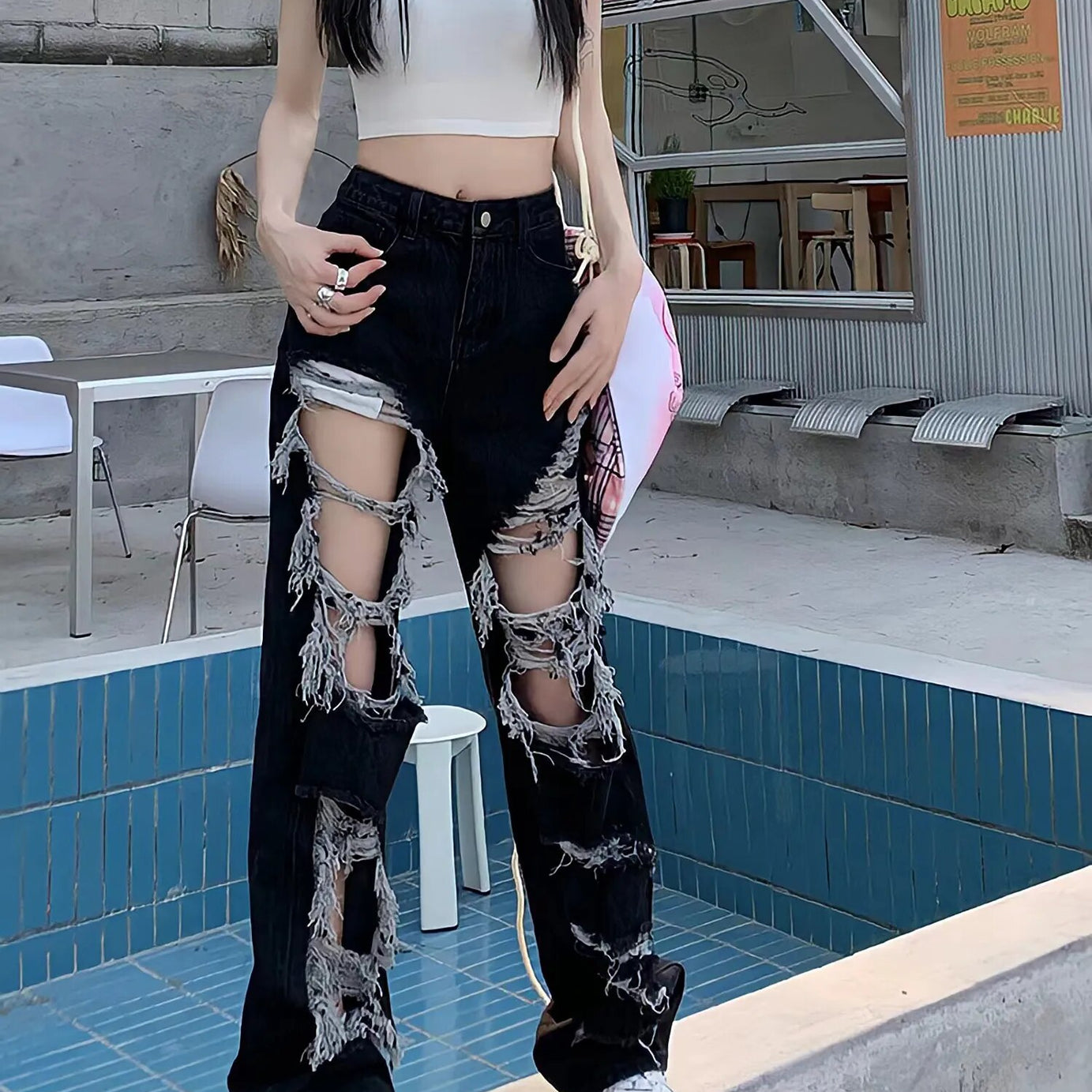 Jean à Trous Cassés pour Femme Reeto