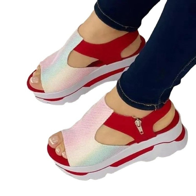Plateausandalen mit Keilabsatz, Übergröße, lässig für Damen – Zoomy