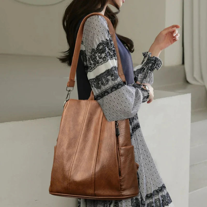 Sac à Main et à Dos Femme Vintage Simili Marron