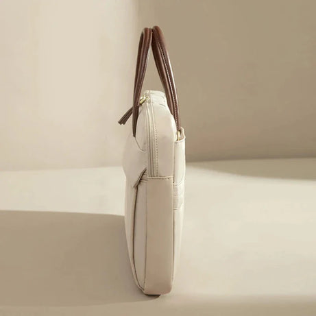 Sac Ordinateur Femme Beige en Nylon