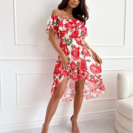 Elegantes Bohemian-Kleid mit Blumendruck für Damen