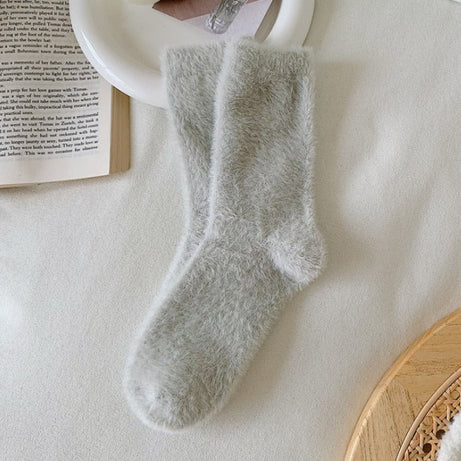 Chaussettes longues femme peluche couleurs pastel Mila