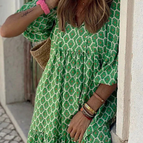 Tully Damen-Vintage-Kleid im Bohemian-Stil mit halben Ärmeln