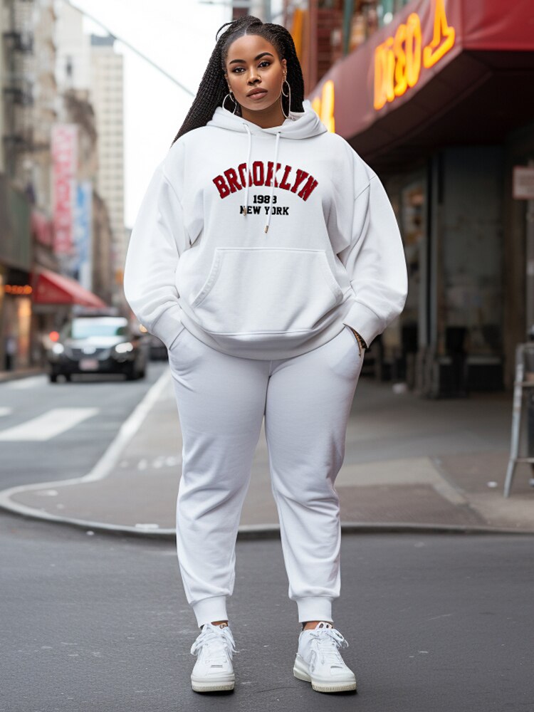 Sweat à capuche imprimé lettre pour femme