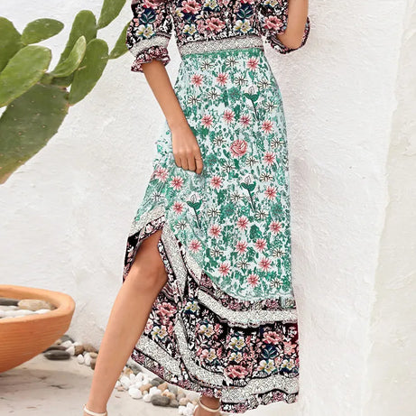 Robe bohème plissée à imprimé Floral pour Femmes Ello