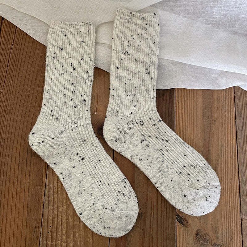 Chaussettes femme longues rayures en laine Vicky