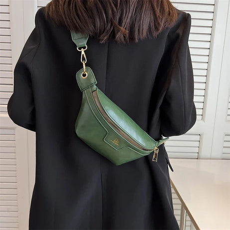 Sac à main banane cuir femme vert