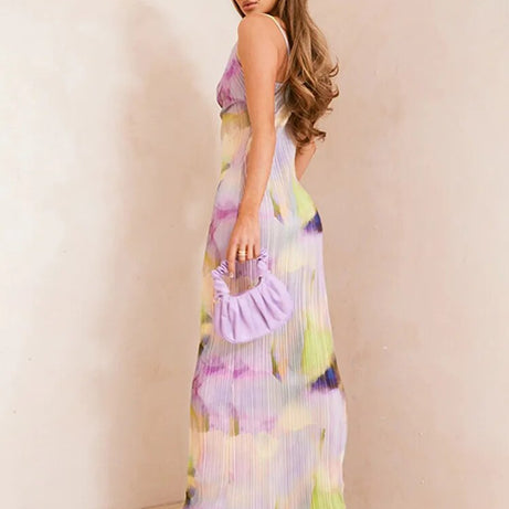 Robe Maxi Plissée Imprimée Élégante pour Femme