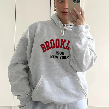 Kapuzenpullover mit Buchstaben-Print für Damen