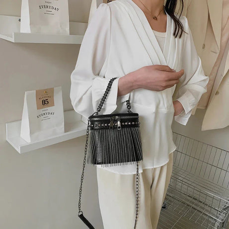 Sac à Frange Métallique Élégant