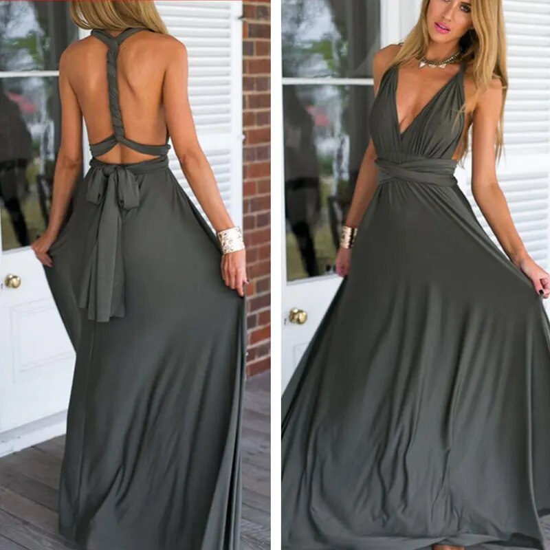 Laura - Robe soirée longue style rouge Boho pour Femmes