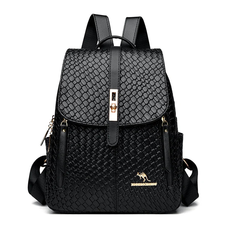 Sac à Main et à Dos Femme Élégant Simili Noir