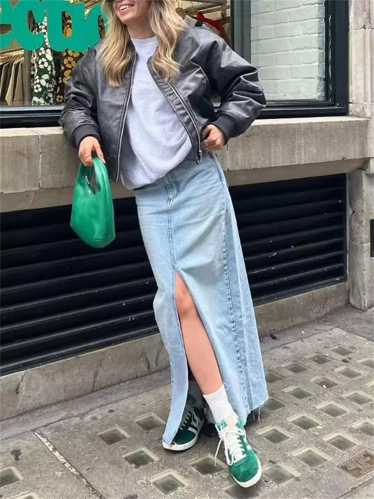 Jupe en jean Taille Haute Maxi pour Femme Milly