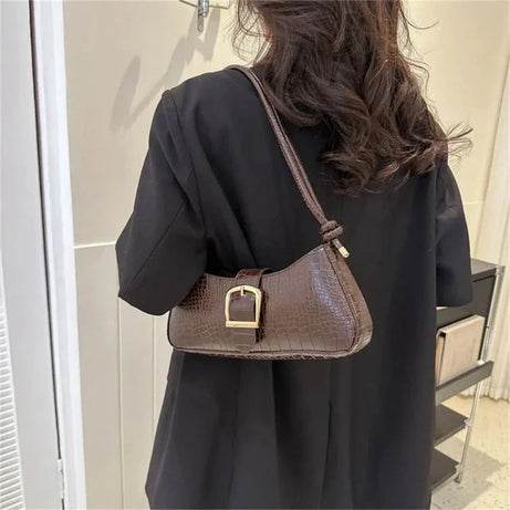 Sac à Main Baguette Simili avec Boucle Métallique Chic