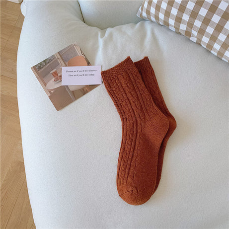 Chaussettes femme longues et douces à motif tressé Michaela
